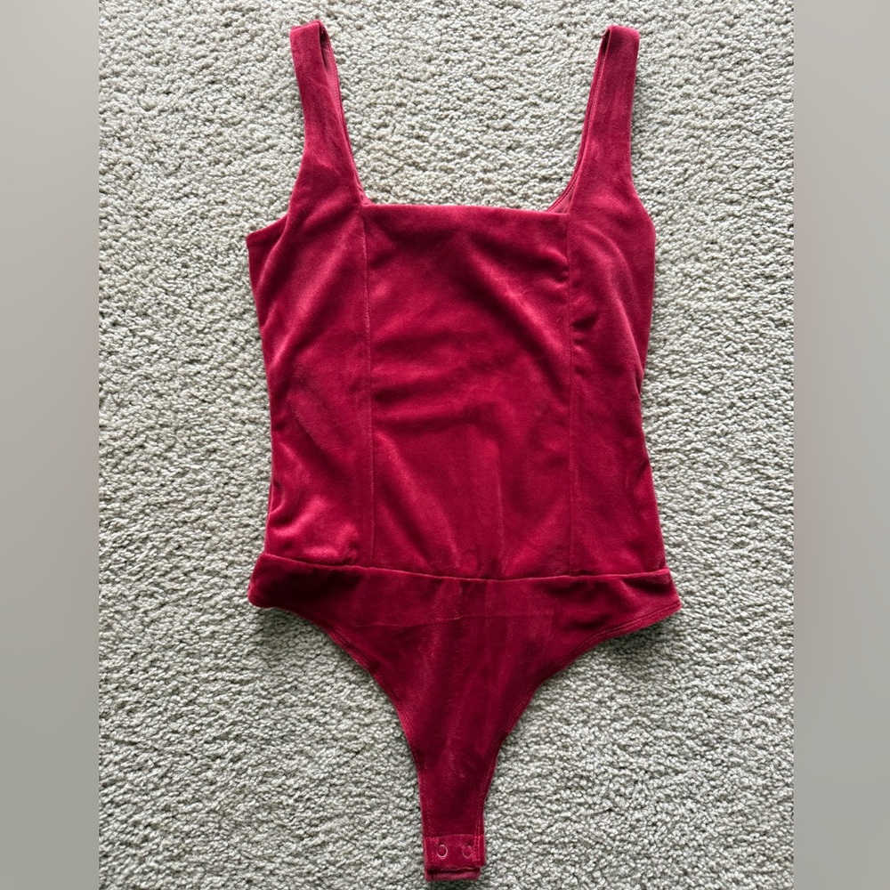 Forever21 Velvet Burgundy One Piece Bodysuit